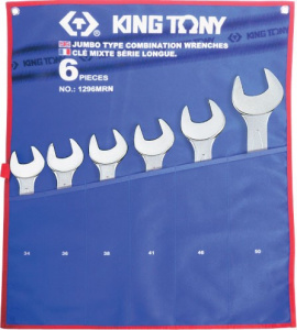 Набор комбинированных ключей (34-50 мм, 6 шт) KING TONY 1296MRN