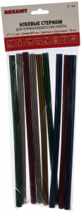 Клеевые стержни Rexant 11х270 мм цветные с блестками 10 шт. 09-1285