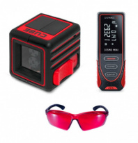 Комплект-4 ADA: лазерный уровень Cube Basic Edition + дальномер Cosmo MINI + очки VISOR RED Laser Glasses А00550