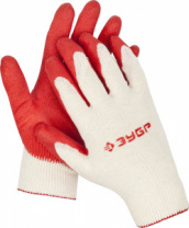 Трикотажные перчатки Зубр МAСTEP 13 класс, х/б, обливная ладонь из латекса, L-XL, 10 пар 11458-K10