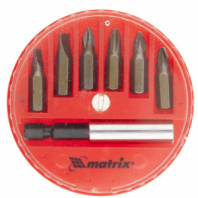 Набор бит и магнитный адаптер (7 предметов) в пластиковом закрытом боксе MATRIX 11392