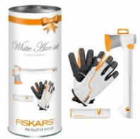 Набор топор белый + точилка + перчатки в тубусе Fiskars 129040