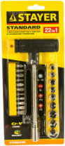 Отвертка STAYER с Т-образной ручкой в наборе с насадками 21 предмет 2540-H20
