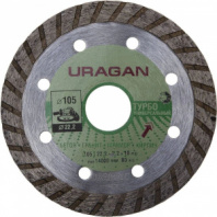 Алмазный отрезной диск Uragan Турбо для УШМ 105x22.2 мм 909-12131-105