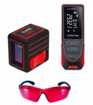 Комплект-5 ADA: лазерный уровень Cube MINI Professional Edition + дальномер Cosmo MINI + очки VISOR RED Laser Glasses А00551