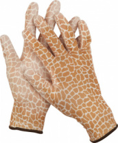 Садовые перчатки Grinda, прозрачное PU покрытие, 13 класс вязки, коричневые, размер S 11292-S